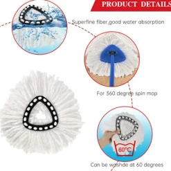 Hot 6 st ersättningsmopphuvuden, universell 360° mikrofiber snurrmop kompatibel med Vileda EasyWring 2-i-1 Turbo mopp ersättningshuvudpåfyllning