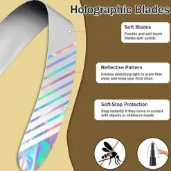 New unbranded 4 st Fläktar mot Flugor för Bord, Bordsfläkt Utomhus med Krok, Insektsavvisande Infällbara Flugfläktar Black