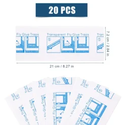 Clearance 20 st Fönsterflugfällor, självhäftande vattentät flugpapper Klibbiga limremsor Fruktflugfångare Klar för husflugor Inomhus Utomhus Hem Restaurang