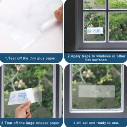 Clearance 20 st Fönsterflugfällor, självhäftande vattentät flugpapper Klibbiga limremsor Fruktflugfångare Klar för husflugor Inomhus Utomhus Hem Restaurang