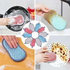 10 st Färgglada Rengöringssvampar, Premium Repfria Återanvändbara Disksvampar för Kök, Badrum, Enkel Diskning
