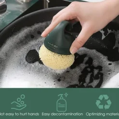 Hot 2 st gröna återanvändbara nanofiberrengöringsbollar, multifunktionellt rengöringsverktyg