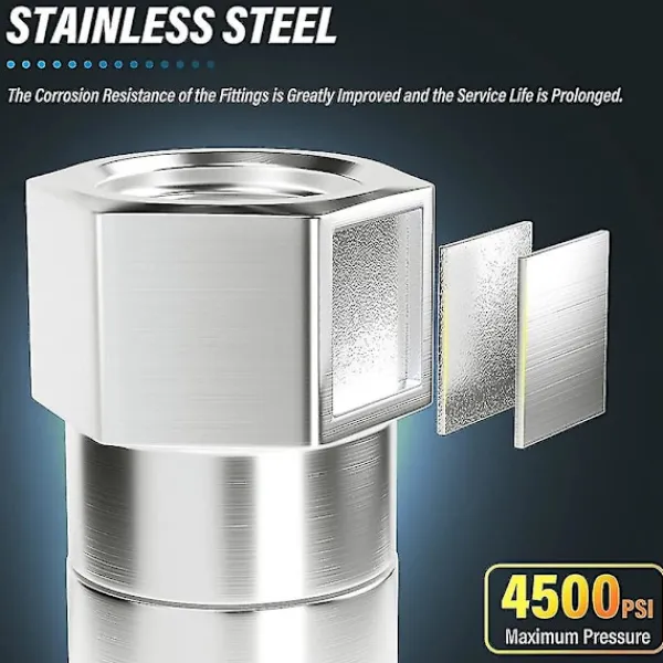 New 2 st Högtryckstvättsvivel, 3/8 tum Npt Hankontakt, Rostfritt Stål, Knickfri Till Slang F