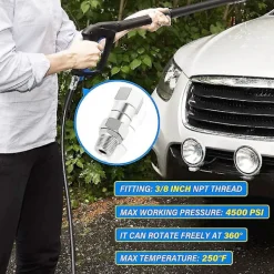 New 2 st Högtryckstvättsvivel, 3/8 tum Npt Hankontakt, Rostfritt Stål, Knickfri Till Slang F