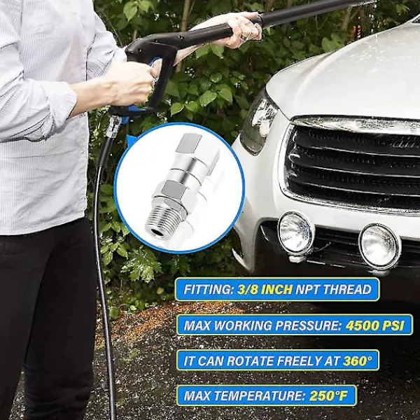 New 2 st Högtryckstvättsvivel, 3/8 tum Npt Hankontakt, Rostfritt Stål, Knickfri Till Slang F