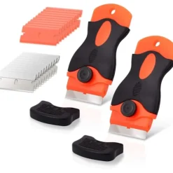 2 st Keramikglas-spackel med 10 plastspacklar + 10 metallblad, Keramikglas-spackel för att ta bort etiketter, eller