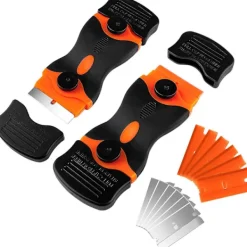 Discount 4 st keramikhällskrapa, keramikhällsskrapa med 20 rostfria blad och 20 plastblad, skrapa för att ta bort lim, färg, dekaler