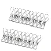 Best 60 st Klädnypor i Rostfritt Stål, Tvättklämmor, Klädstrecksnypor, Metallklämmor, Vindtäta Hängare, Silver, Stark Elasticitet