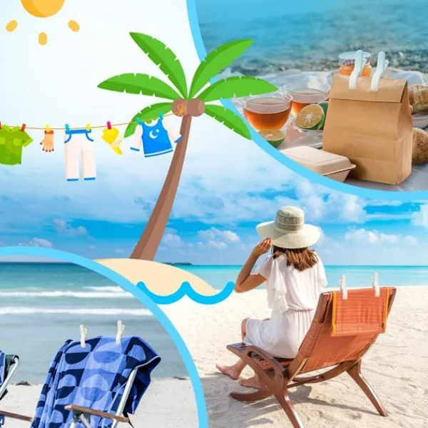 Hot 12 st Kraftiga Tvättklämmor Klädnypor Stolklämmor Handdukshållare Vindtäta Klädnypor för Solstol 3 Färger