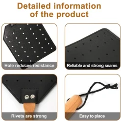 Sale 2 st Läder Hängande Rep Flugsmälla, 49,5 cm Lång Kraftig Flugsmälla Manuell med Trähandtag Getingfångare för Inomhus Utomhus (Svart, Brun)