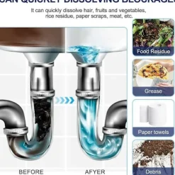 Online 3 st Liapu Kraftfullt Avloppsrensningsmedel, Avloppsrensningsmedel för Kök Toalett