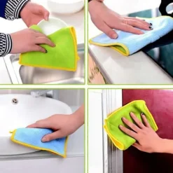 Best 5 st Mikrofiber Disktrasor Multipurpose Rengöringsdukar Dubbelsidiga Superabsorberande Köksdisktrasor (Blandade Färger)