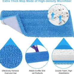 Hot 3 st Mikrofibermoppdynor (blå), ersättningsmikrofibermopp,