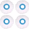 Discount 4 st mikrofibermopphuvuden, ersättningsrunda mopphuvuden 360 graders rotation för golvrengöring (diameter 16 cm)