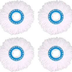 Discount 4 st mikrofibermopphuvuden, ersättningsrunda mopphuvuden 360 graders rotation för golvrengöring (diameter 16 cm)