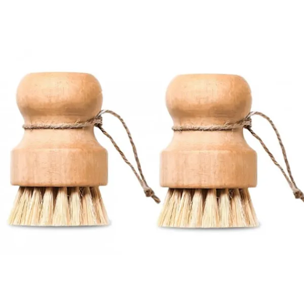 Hot 2 st miljövänliga diskborstar med nylonskaft och hamparep, träborste för kastruller, diskar och grönsaker