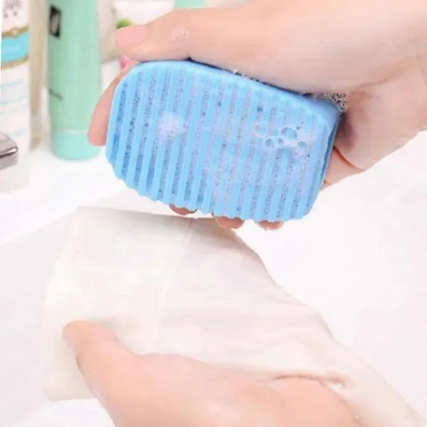1 st Mini Handhållen Silikon Tvättbräda Tvättborste Silikon Tvättbräda Bärbar Skjortor Rengöring Tvätt