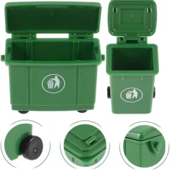 New 2 st Mini Soptunna Modell Dockhus Avfallsbehållare Miniatyr Sortering Soptunna Modell