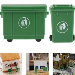 New 2 st Mini Soptunna Modell Dockhus Avfallsbehållare Miniatyr Sortering Soptunna Modell