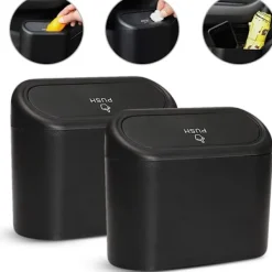 Clearance 2 st Mini-soptunnor, Multifunktionell Bil-soptunna med lock - Vattentät Soptunna kan användas för Hem, Kontor, Kök, Vardagsrum, Mini-förvaring