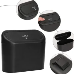 Clearance 2 st Mini-soptunnor, Multifunktionell Bil-soptunna med lock - Vattentät Soptunna kan användas för Hem, Kontor, Kök, Vardagsrum, Mini-förvaring