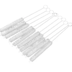 Online 10 st 10mm Dia Kemi Provrör Flaska Nylon Tvättborste Verktyg Vit White Silver Tone