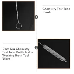 Online 10 st 10mm Dia Kemi Provrör Flaska Nylon Tvättborste Verktyg Vit White Silver Tone