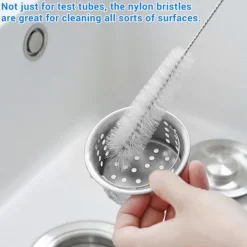 Online 10 st 10mm Dia Kemi Provrör Flaska Nylon Tvättborste Verktyg Vit White Silver Tone