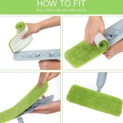 Sale 6 st Mopp Ersättningsdynor, Mikrofiber Spraymoppdynor för Spraymoppar, 42*14cm (Grön)