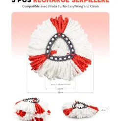 Discount Xuigort 3 st mopprefill för mopphuvuden kompatibla med Vileda Turbo EasyWring och Clean - Enstaka mikrofibermoppbyte med fransar för Vileda