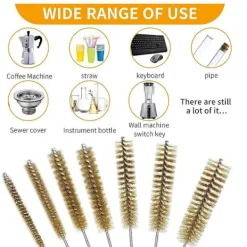 New 7 st Mässingsborstar för Rör, Flaskborstar, Stålborstar för Rengöring, Piprensare