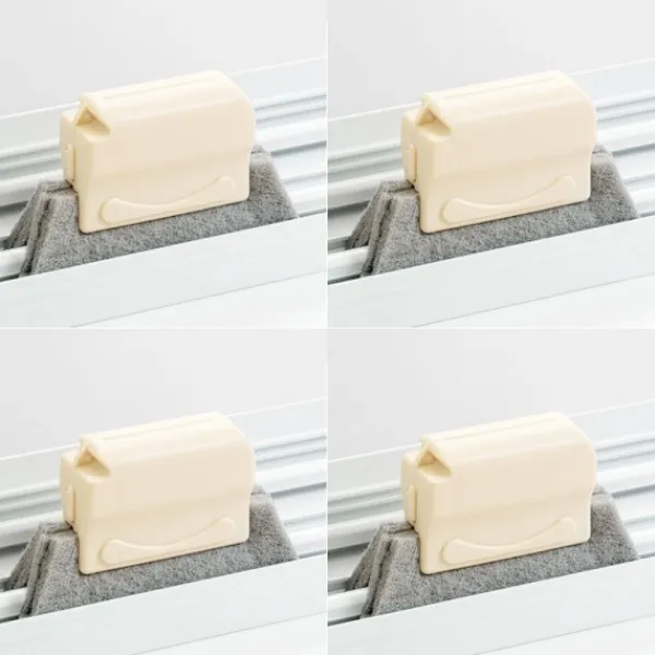 Discount 4 st multifunktionella spårborstar fönster spår rengöringsborste för dörrfönster glidbanor badrumsfönster spår (beige)