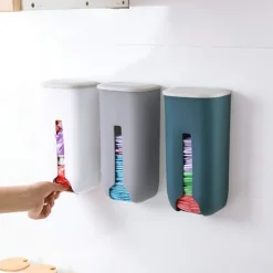 Hot 2 st Plastpåse Dispenser, Plastpåsehållare, Väggmonterad Plastpåseorganisatör, Soppåse Dispenser kompatibel Kök（Grå,26.2*12.7*9cm）