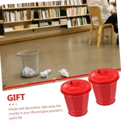 Online 2 st Plåthink med lock, soptunna för sovrum, papperskorg, mini bordssoptunna, järnkonst, pennburk, soptunna i bondgårdsstil