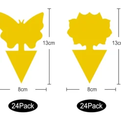 Clearance 48 st Plug-in Flugfångstplattor Gula Klistermärken Växtskydd Mot Bladlöss, Bladflugor och Skadedjur, Perfekt för Plan