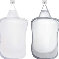 2 st Pop Up Tvättkorg Fällbar Tvättpåse Hängande Leksaksförvaring Organizer med Handtag
