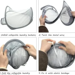 Best 2 st Pop Up Tvättkorg Förvaringskorg Hopfällbar Tvättväska Hängande Leksaksförvaring med Handtag