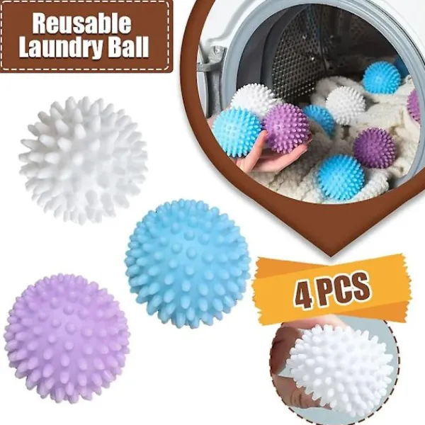 New 4 st PVC torkbollar återanvändbara tvättbollar tvättmaskin torkning tygmjukgörare boll för hem kläder rengöringsverktyg tillbehör