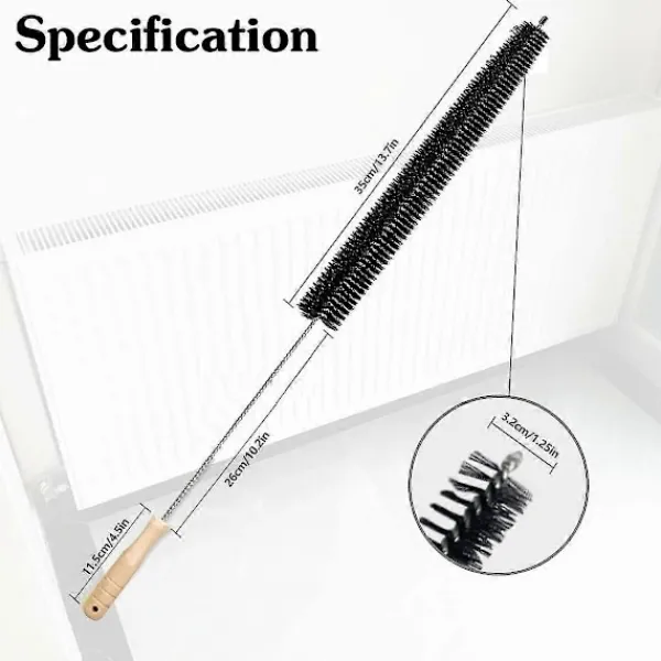 Hot 2 st Radiatorrengöringsborste Flexibel Radiator Dammvippa med Trähandtag (73cm)