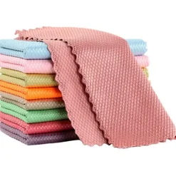 Hot 10 st rengöringshanddukar glashandduk trasor absorberande skursvamp köksbordstrasa fiskfjällsduk (30*30cm)