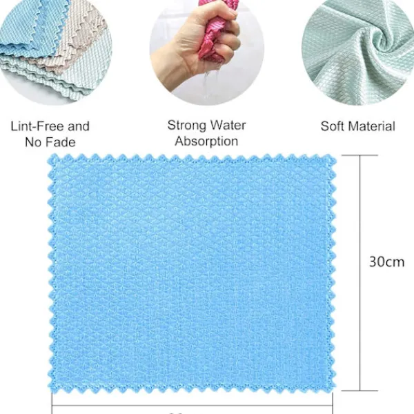 Hot 10 st rengöringshanddukar glashandduk trasor absorberande skursvamp köksbordstrasa fiskfjällsduk (30*30cm)