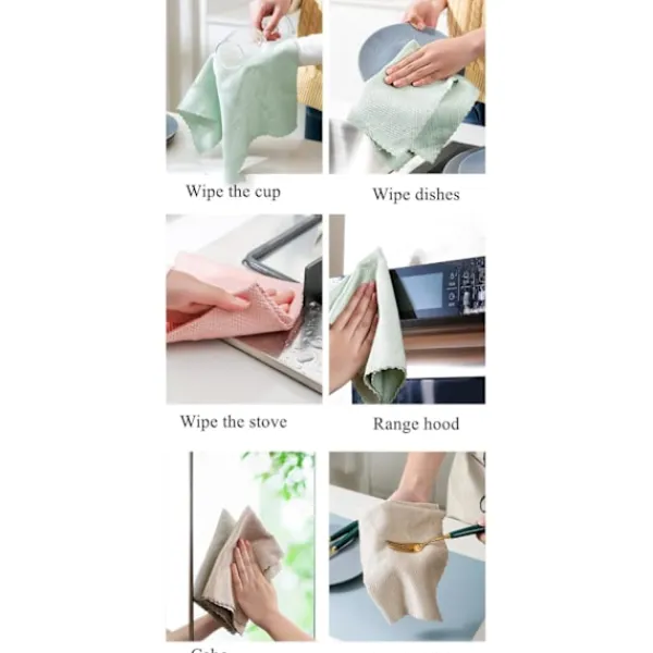 Hot 10 st rengöringshanddukar glashandduk trasor absorberande skursvamp köksbordstrasa fiskfjällsduk (30*30cm)