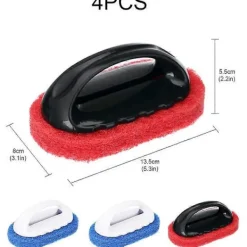 New 4 st Rengöringsskrubb med Handtag Kit Slipande Dynor Borste Badkar Kakel Rengöring Svampborste