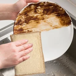 New 6 st rengöringssvamp bambu svamp kit skursvampar dubbelsidig svamp skursvamp icke-disk sv