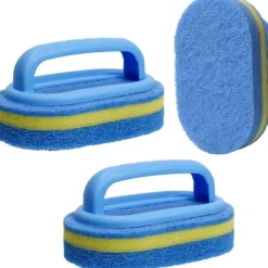 Sale BRONZE 3 st Rengöringssvampar med Handtag, Badsvampar för Rengöring Kraftig Icke-Repande Skrubber Golv Vägg Fog Kök Diskbänk Rengöringsborste (BR)