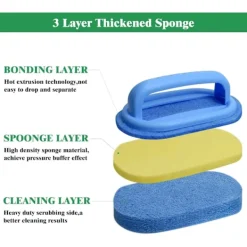 Sale BRONZE 3 st Rengöringssvampar med Handtag, Badsvampar för Rengöring Kraftig Icke-Repande Skrubber Golv Vägg Fog Kök Diskbänk Rengöringsborste (BR)