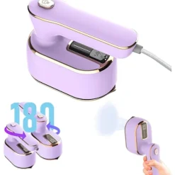 Best 1 st. Resefärg, 1000W Vikbar Handhållen Mini Ångstrykjärn, 180° Rotationshandtag Strykjärn Purple