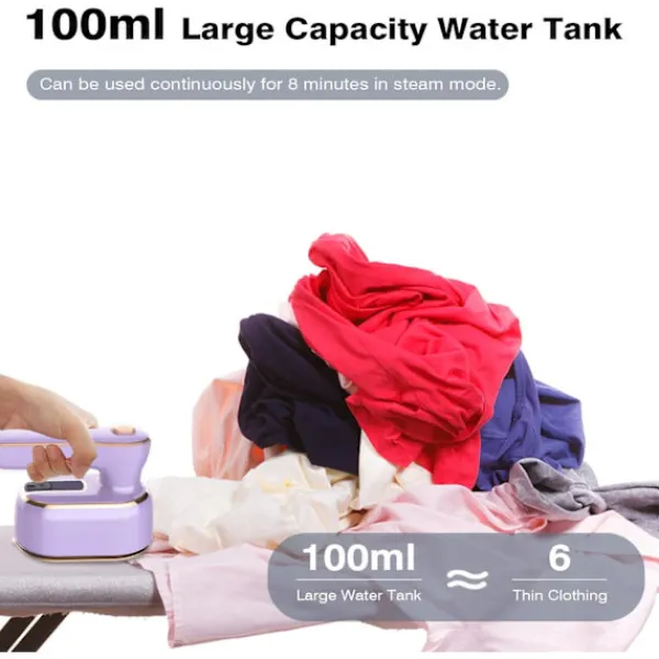 Best 1 st. Resefärg, 1000W Vikbar Handhållen Mini Ångstrykjärn, 180° Rotationshandtag Strykjärn Purple