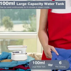 Clearance 1 st Resestrykjärn, 1000W Vikbar Handhållen Mini Ångstrykjärn, 180 Roterande Handtag Strykjärn