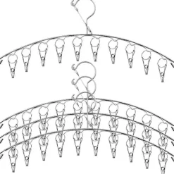 Best 4 st Rostfritt Stål Torkställning med Klämmor, Tvättlina Hängställning Vindtät Torkställning med 10 Klämmor för Underkläder